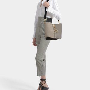 See by Chloe GAIA Leather & Suede Bucket Bag in Motty Grey MSRP $ 520